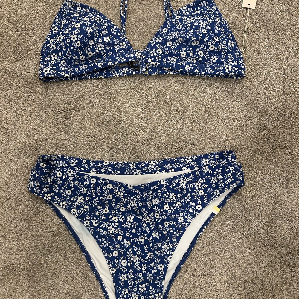 Summersalt Blue and White Floral Bikini Set